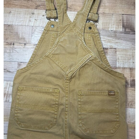 L.L. Bean Kids 3T Tan Cotton Overalls Adjustable Straps Front & Back Pockets - Picture 3 of 7